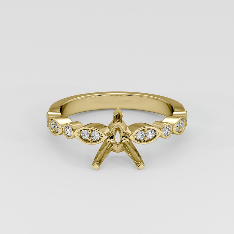 14K Yellow Gold Pave Ring Setting