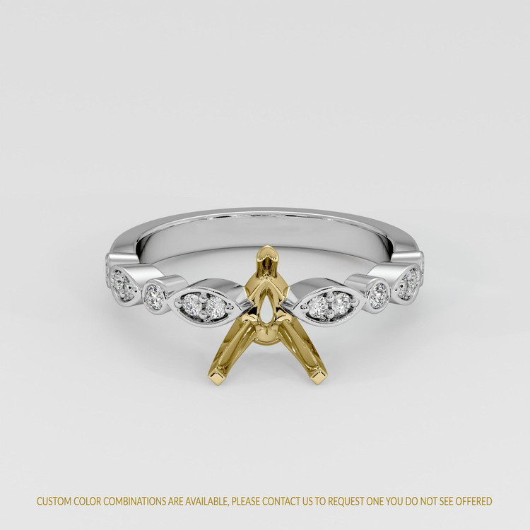 14K Yellow & White Pave Ring Setting