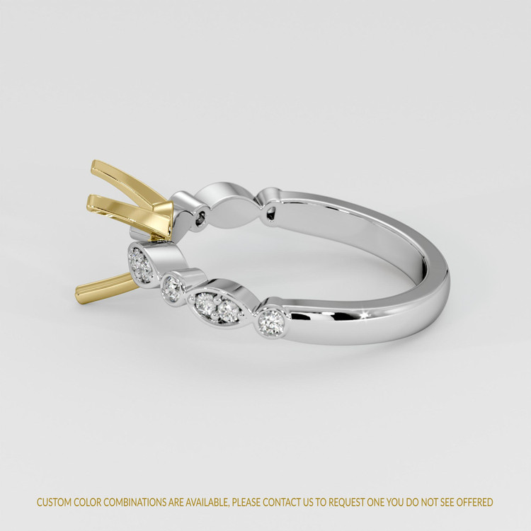 14K Yellow & White Pave Ring Setting