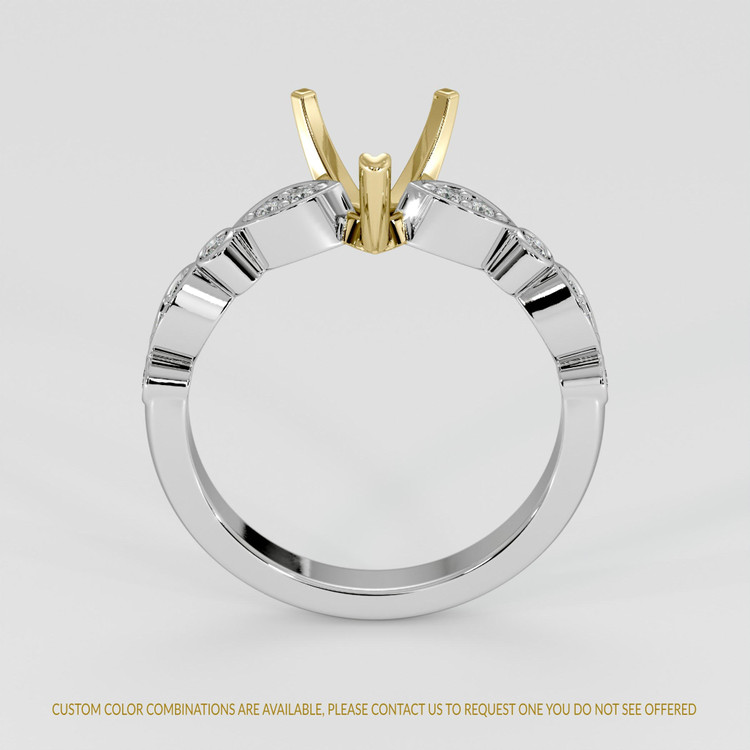 14K Yellow & White Pave Ring Setting