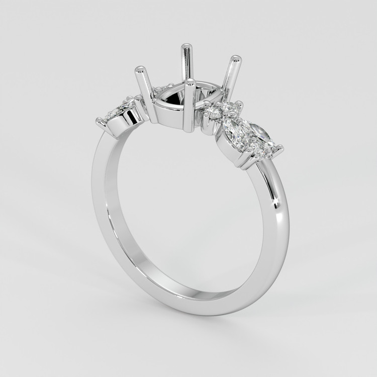 18K White Gold Accent Stones Ring Setting