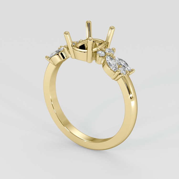 18K Yellow Gold Accent Stones Ring Setting