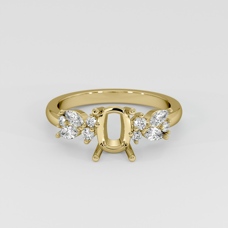 18K Yellow Gold Accent Stones Ring Setting