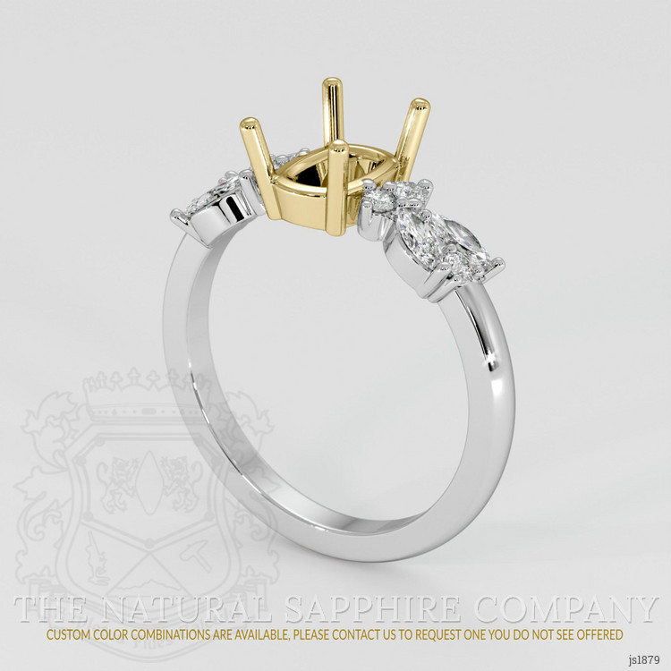 18K Yellow & White Accent Stones Ring Setting