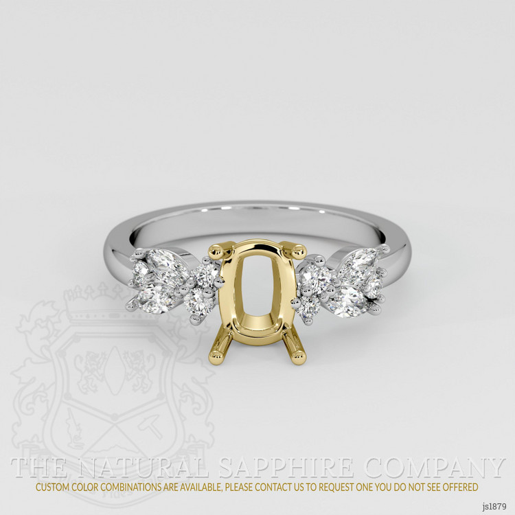 18K Yellow & White Accent Stones Ring Setting