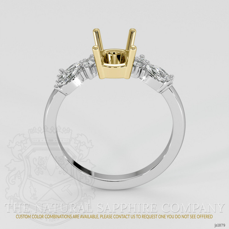 18K Yellow & White Accent Stones Ring Setting