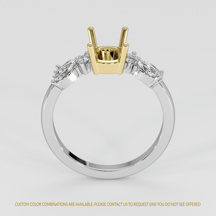 18K Yellow & White Accent Stones Ring Setting