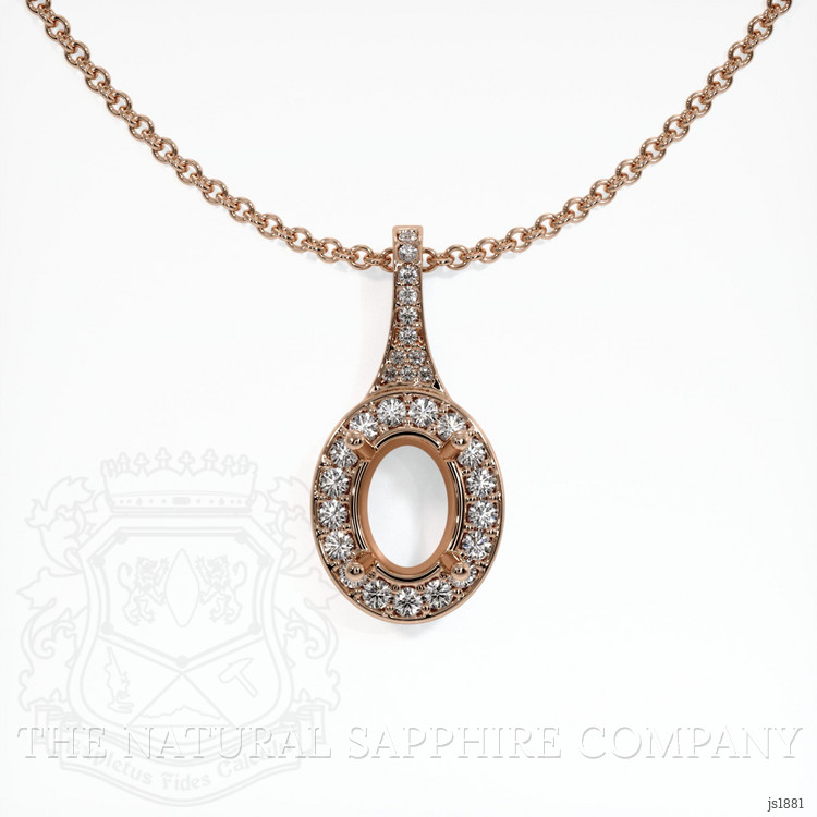 14K Rose Gold Pave Pendant Setting