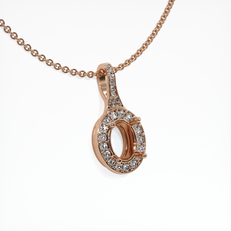 14K Rose Gold Pave Pendant Setting