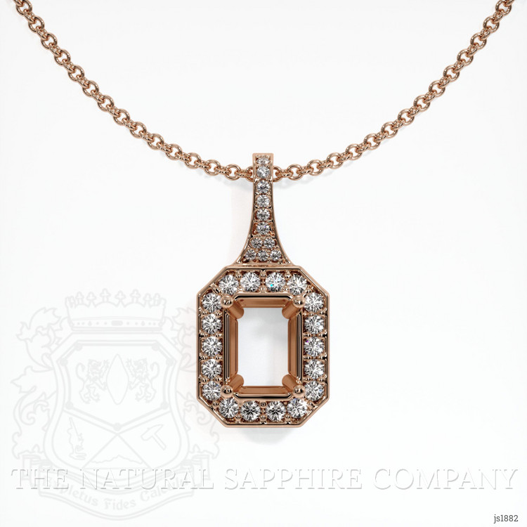 14K Rose Gold Pave Pendant Setting