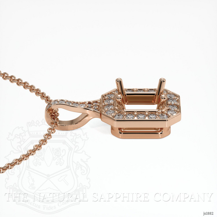 14K Rose Gold Pave Pendant Setting
