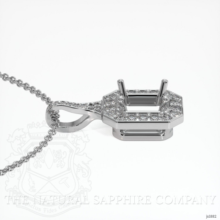 14K White Gold Pave Pendant Setting