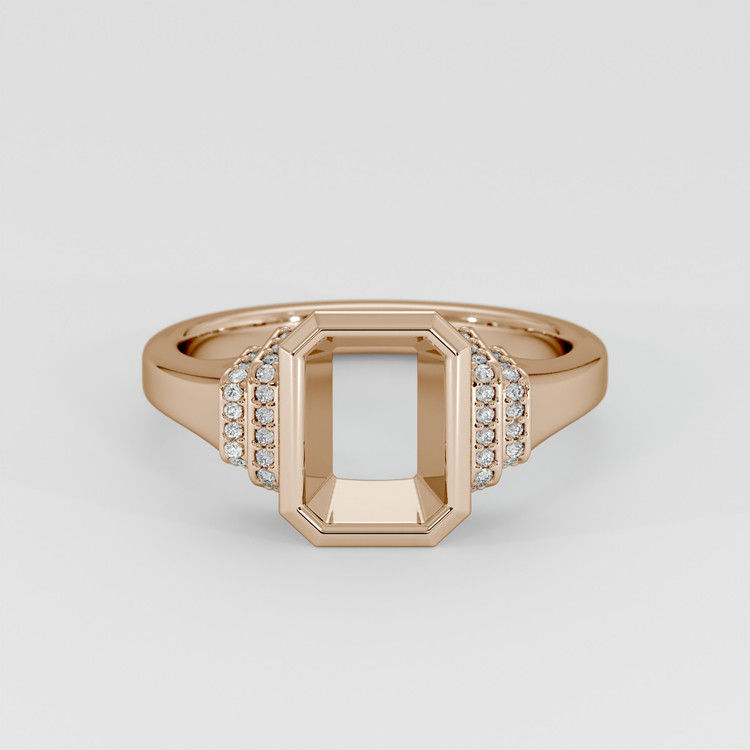 14K Rose Gold Pave Ring Setting