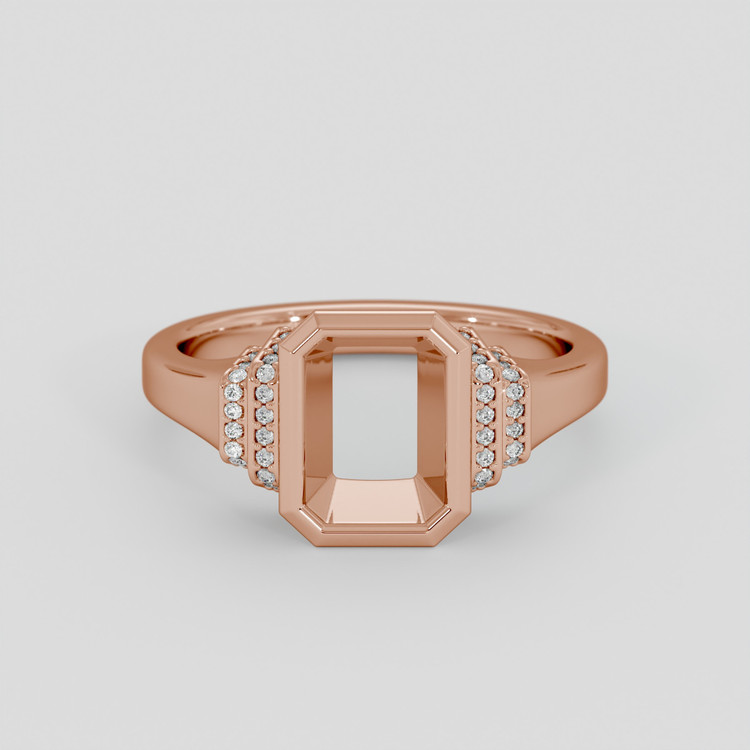 14K Rose Gold Pave Ring Setting