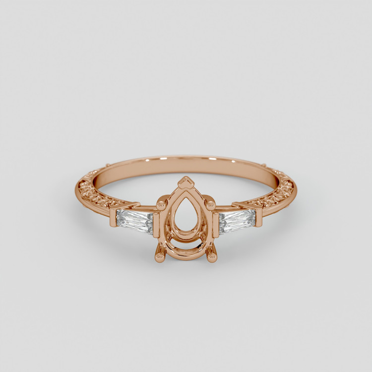 14K Rose Gold Antique Style Ring Setting