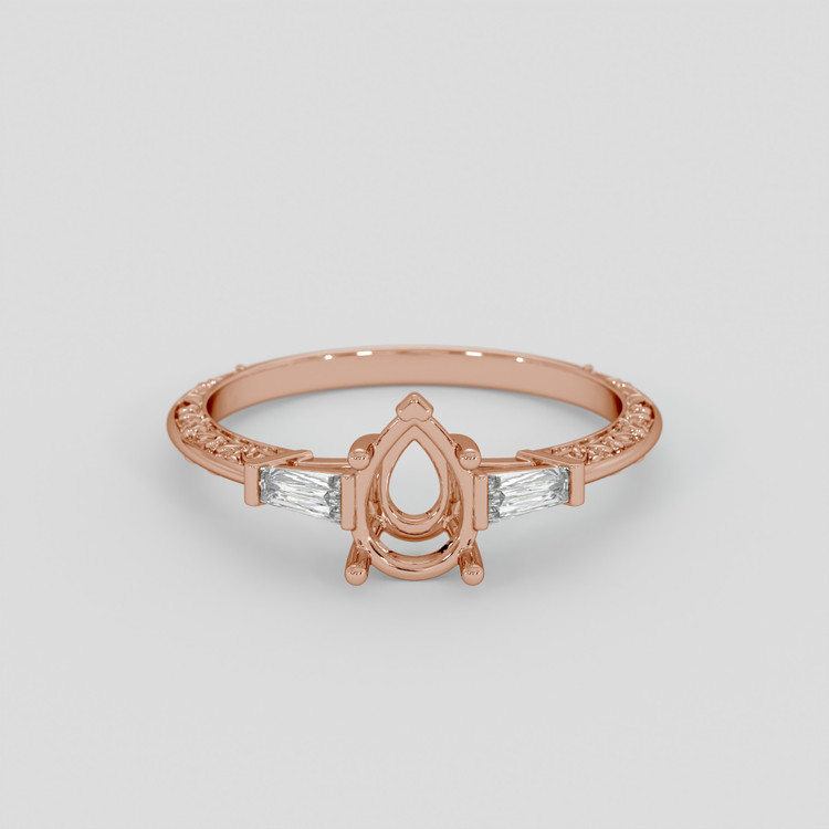 18K Rose Gold Antique Style Ring Setting