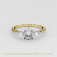 14K White & Yellow Antique Style Ring Setting Image