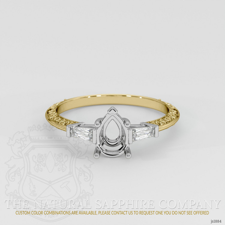 14K White & Yellow Antique Style Ring Setting
