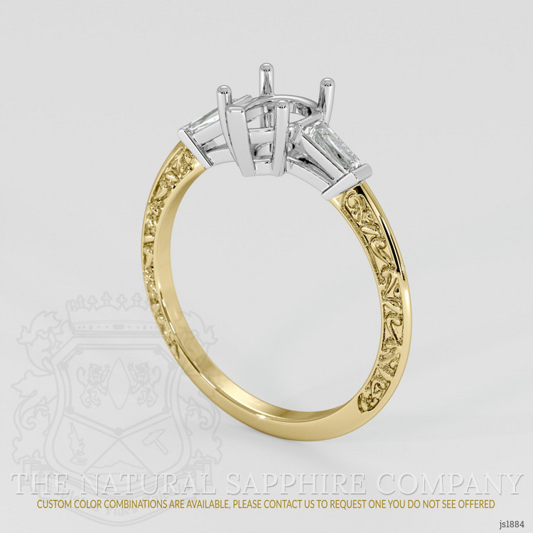 18K White & Yellow Antique Style Ring Setting