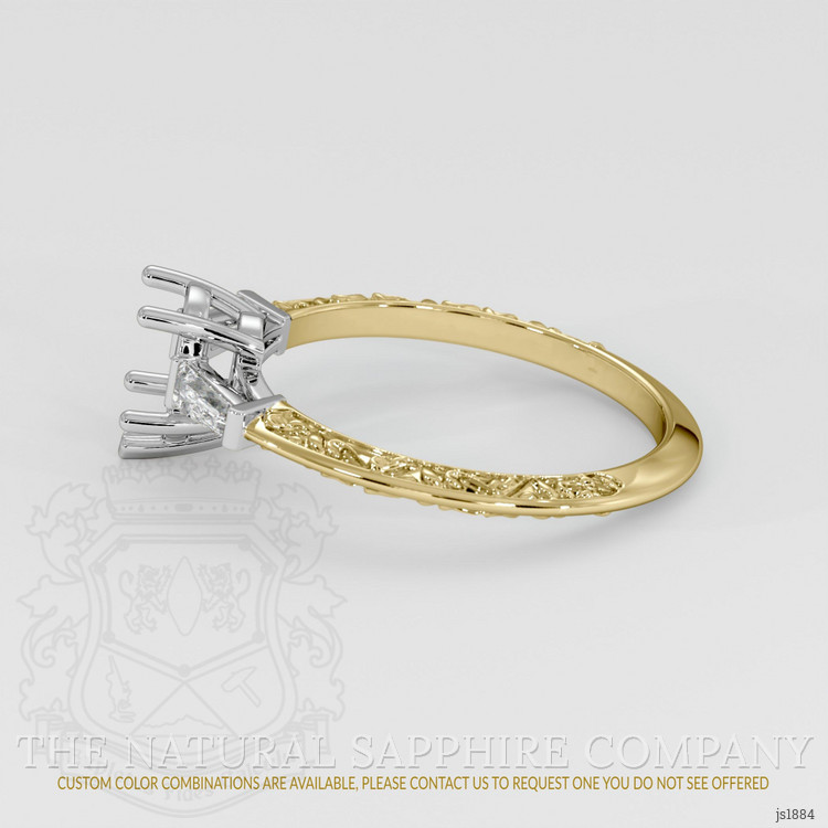 18K White & Yellow Antique Style Ring Setting