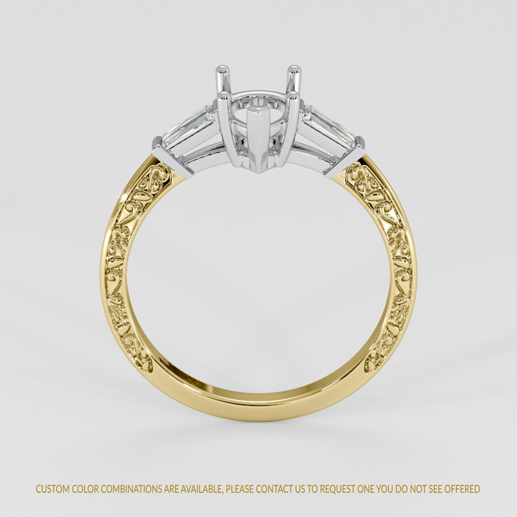 18K White & Yellow Antique Style Ring Setting