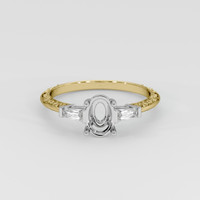 14K White & Yellow Antique Style Ring Setting Image