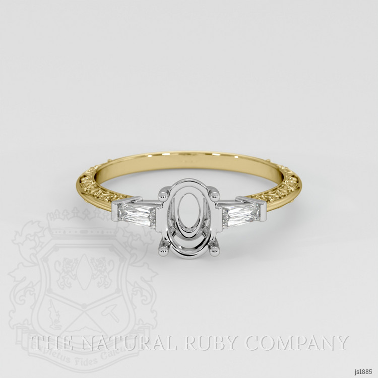 14K White & Yellow Antique Style Ring Setting