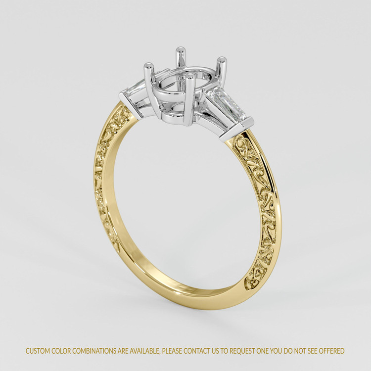 18K White & Yellow Antique Style Ring Setting