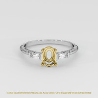 18K Yellow & White Antique Style Ring Setting Image