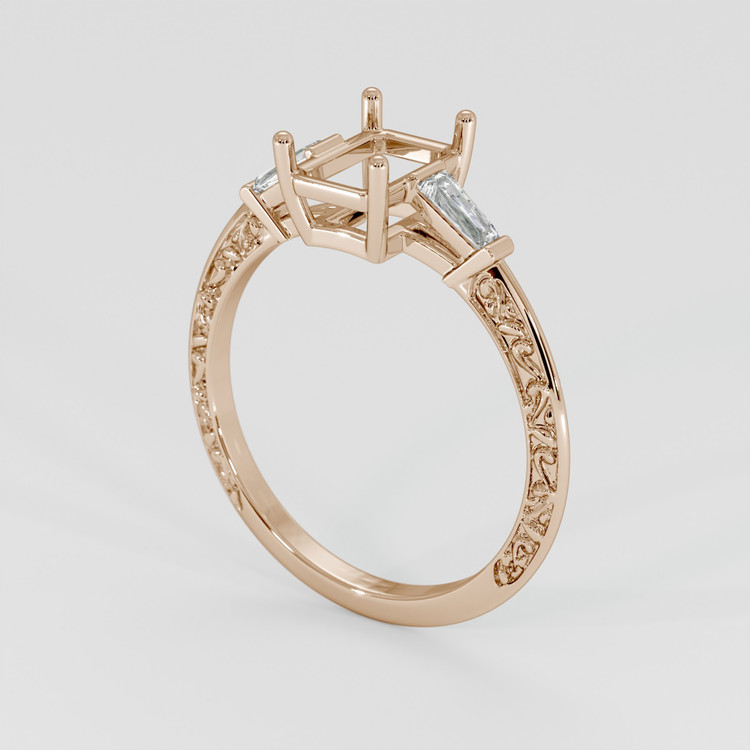 18K Rose Gold Antique Style Ring Setting