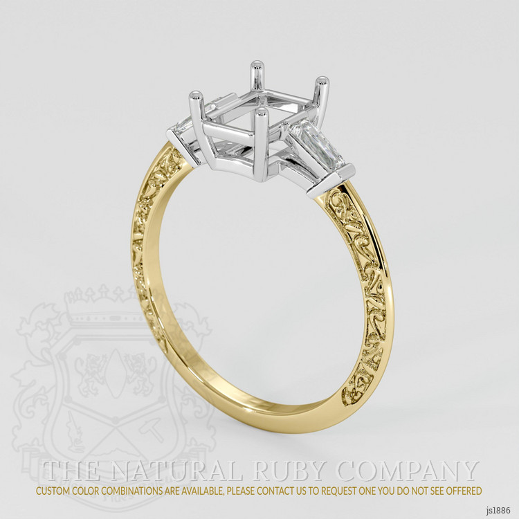 14K White & Yellow Antique Style Ring Setting