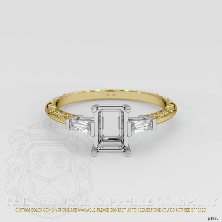 14K White & Yellow Antique Style Ring Setting