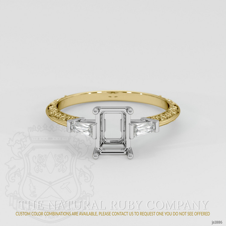 14K White & Yellow Antique Style Ring Setting