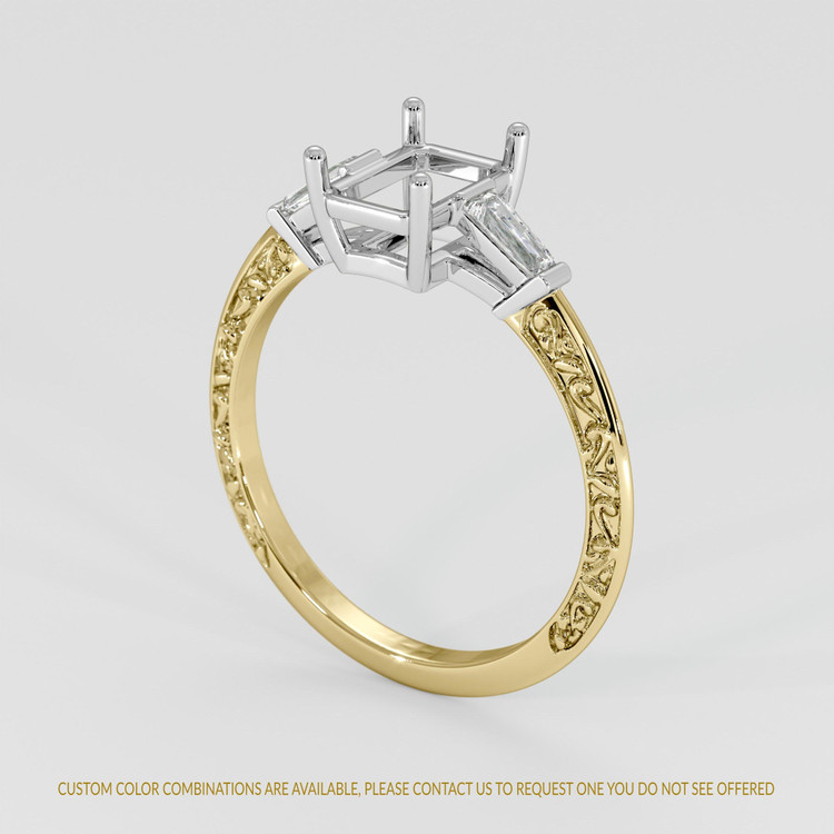 18K White & Yellow Antique Style Ring Setting