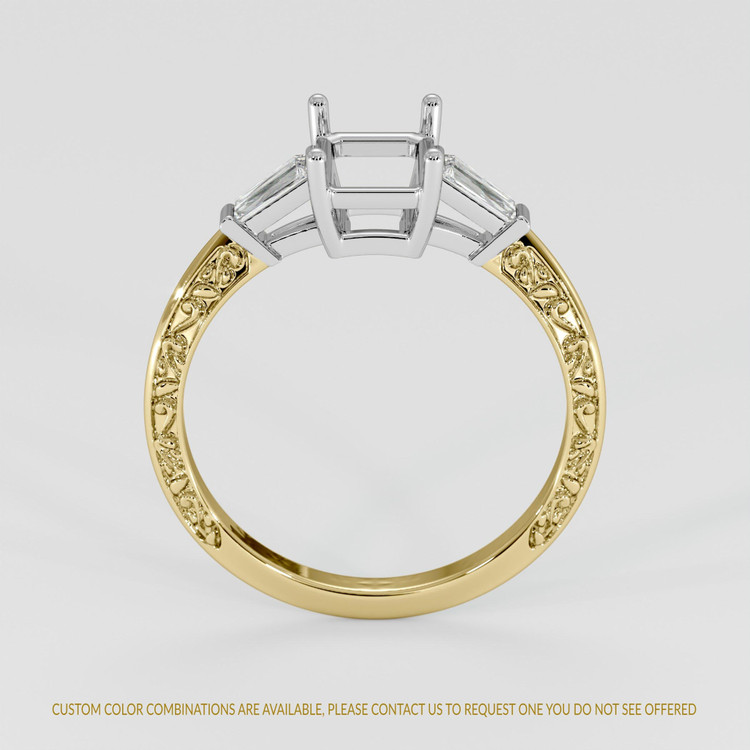 18K White & Yellow Antique Style Ring Setting