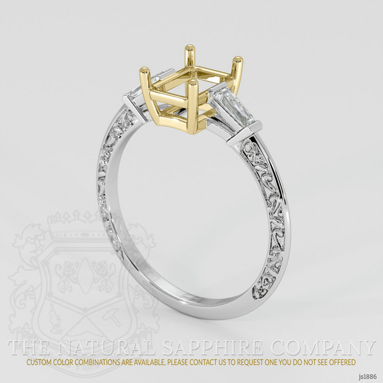 18K Yellow & White Antique Style Ring Setting