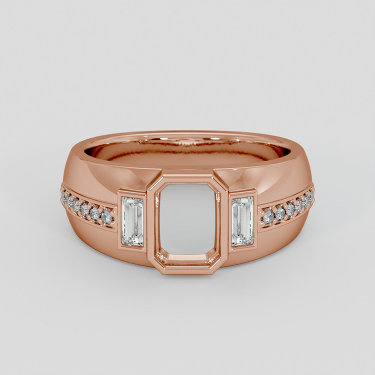 14K Rose Gold Pave Ring Setting