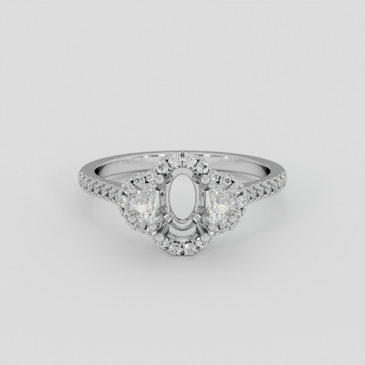 Platinum 950 Three Stone Ring Setting