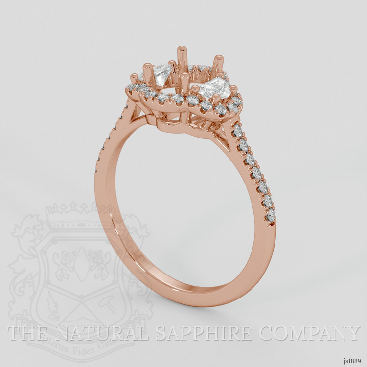 14K Rose Gold Three Stone Ring Setting