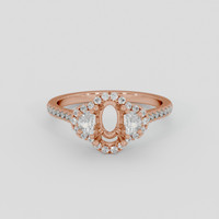 14K Rose Gold Three Stone Ring Setting Image