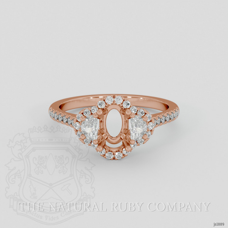 14K Rose Gold Three Stone Ring Setting