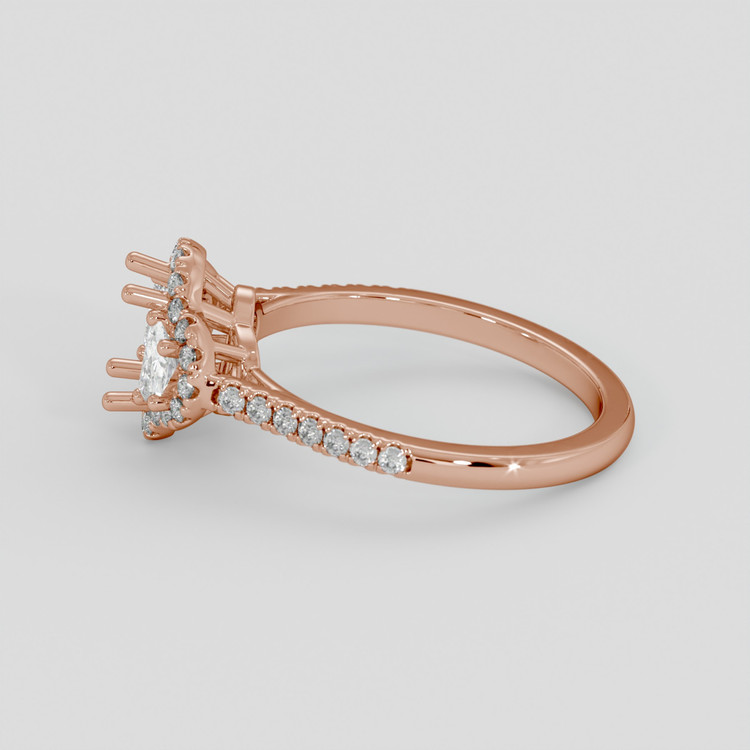 14K Rose Gold Three Stone Ring Setting