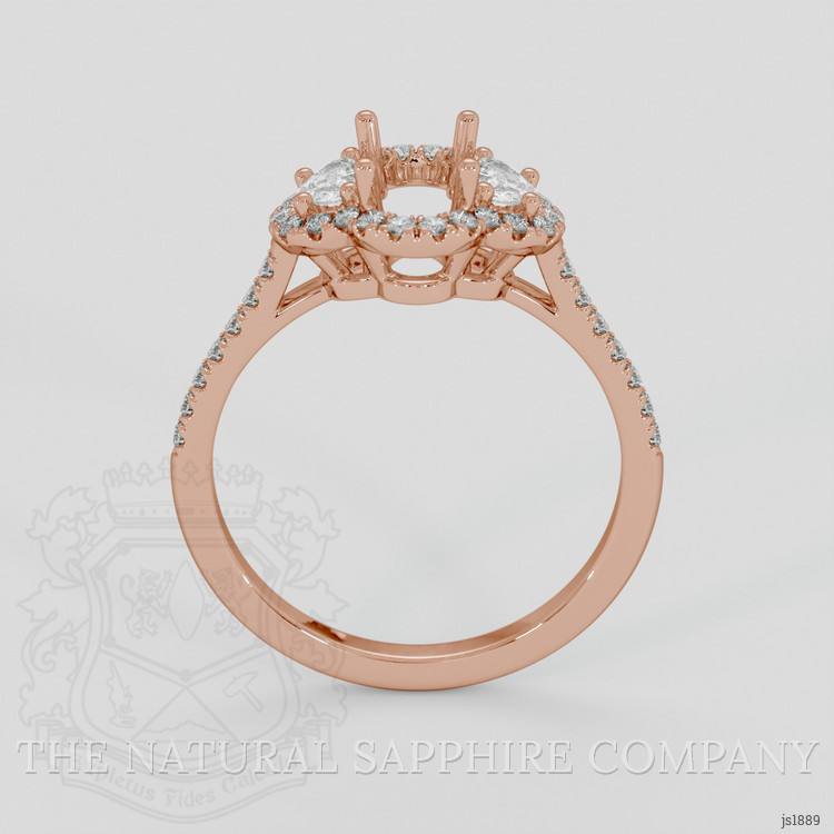 14K Rose Gold Three Stone Ring Setting