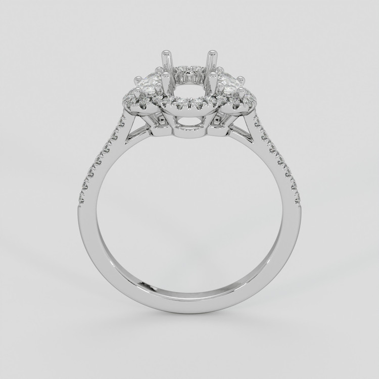 14K White Gold Three Stone Ring Setting