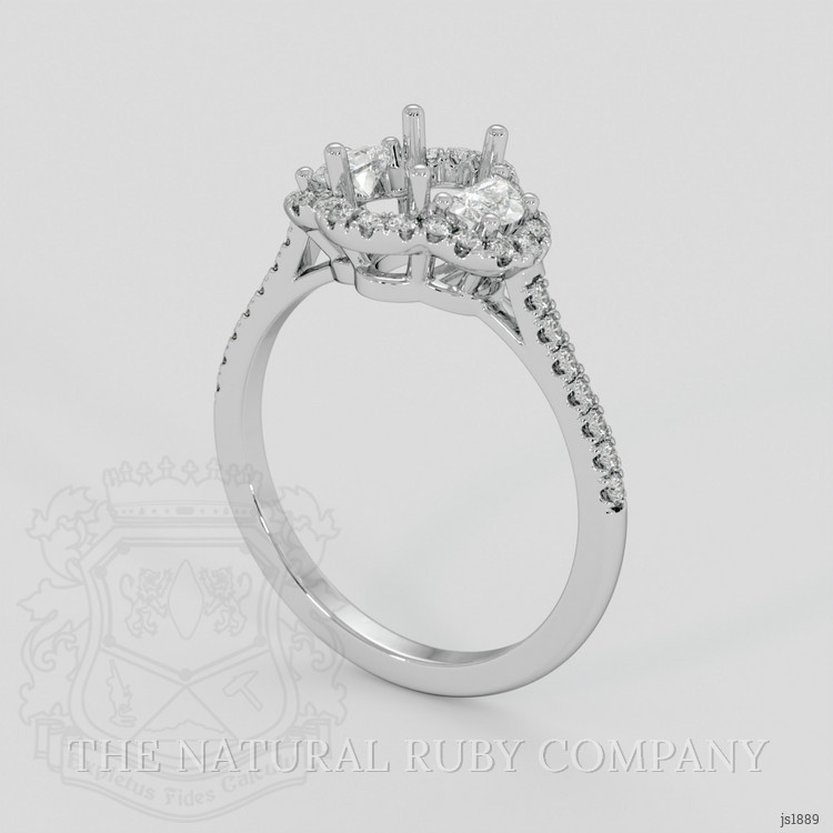 18K White Gold Three Stone Ring Setting