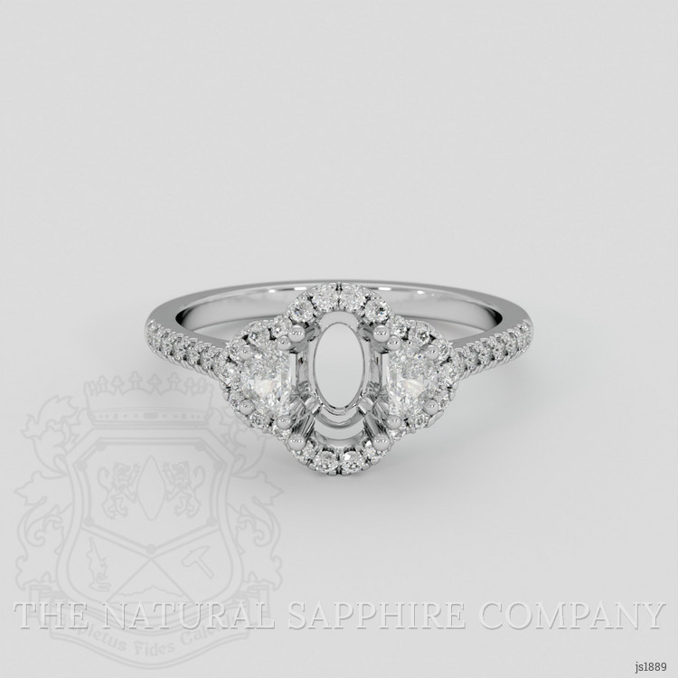 18K White Gold Three Stone Ring Setting
