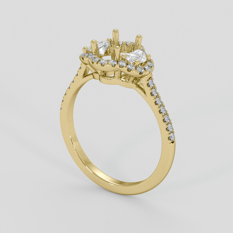 14K Yellow Gold Three Stone Ring Setting