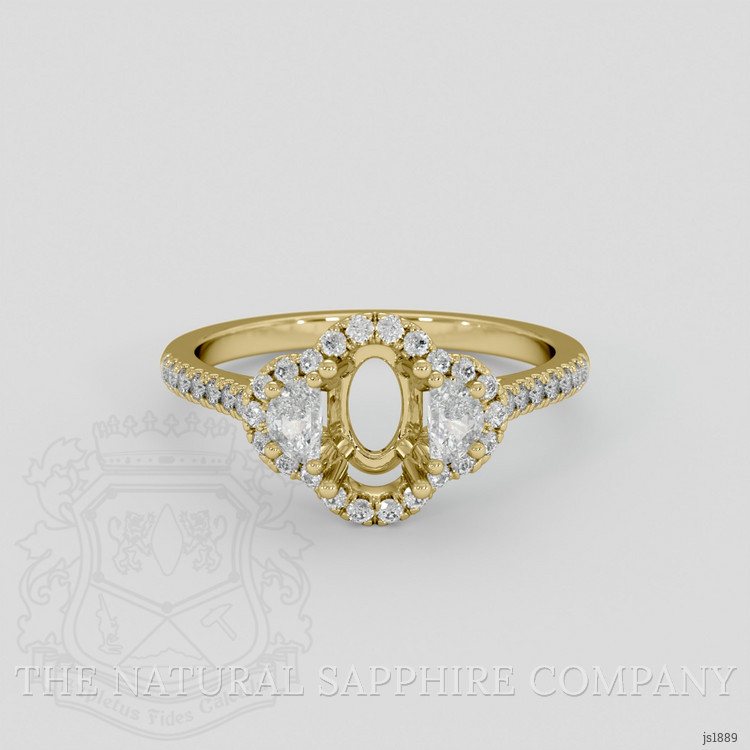18K Yellow Gold Three Stone Ring Setting