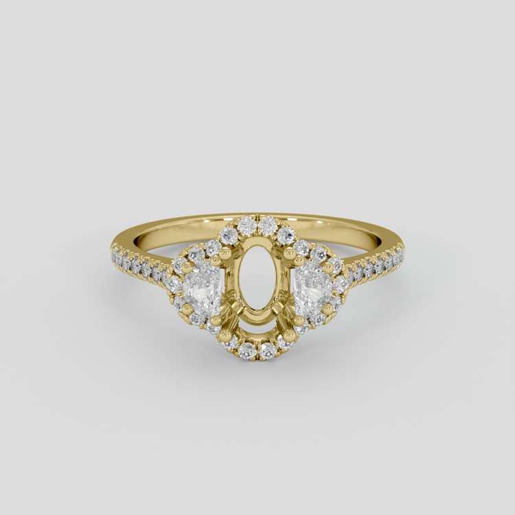 18K Yellow Gold Three Stone Ring Setting