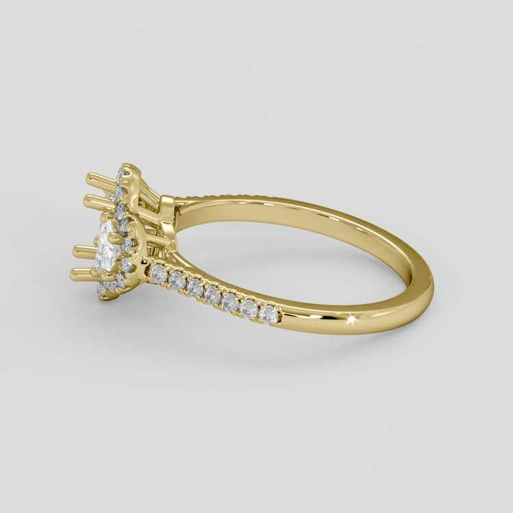 18K Yellow Gold Three Stone Ring Setting
